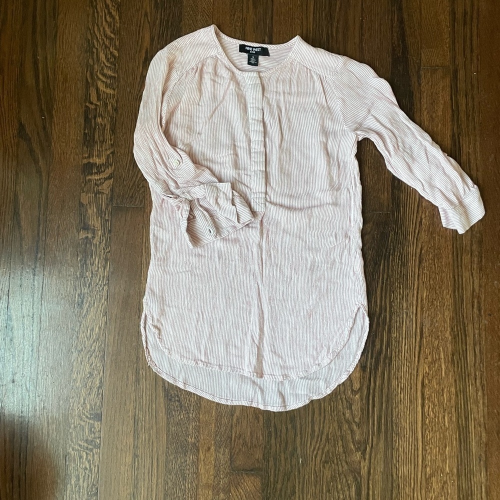 Nine West pink & white striped tunic